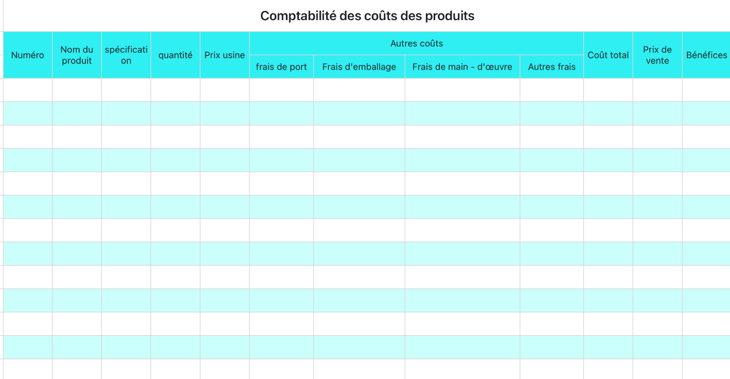 Comptabilité des coûts des produits